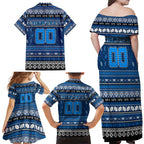 Personalized Cats Rugby Xmas Family Matching Off Shoulder Maxi Dress and Hawaiian Shirt Australia AFL Mascot