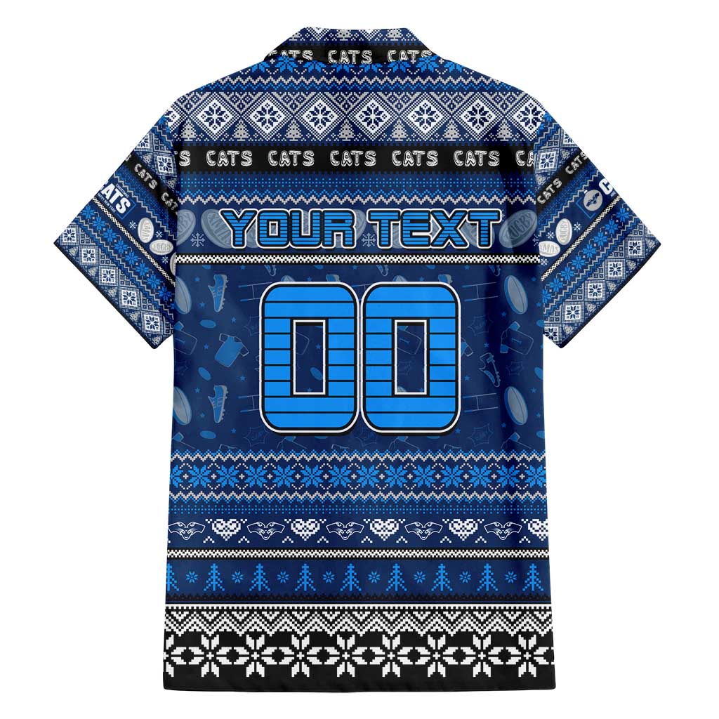 Personalized Cats Rugby Xmas Family Matching Off Shoulder Maxi Dress and Hawaiian Shirt Australia AFL Mascot