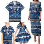 Personalized Cats Rugby Xmas Family Matching Puletasi and Hawaiian Shirt Australia AFL Mascot