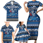 Personalized Cats Rugby Xmas Family Matching Short Sleeve Bodycon Dress and Hawaiian Shirt Australia AFL Mascot