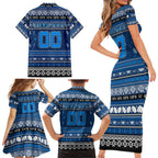 Personalized Cats Rugby Xmas Family Matching Short Sleeve Bodycon Dress and Hawaiian Shirt Australia AFL Mascot