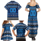 Personalized Cats Rugby Xmas Family Matching Summer Maxi Dress and Hawaiian Shirt Australia AFL Mascot