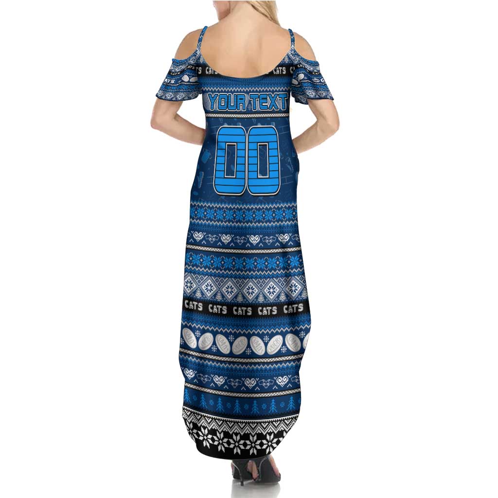 Personalized Cats Rugby Xmas Family Matching Summer Maxi Dress and Hawaiian Shirt Australia AFL Mascot