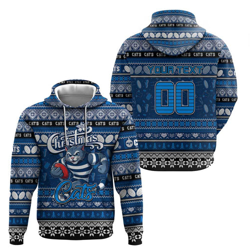 Personalized Cats Rugby Xmas Hoodie Australia AFL Mascot