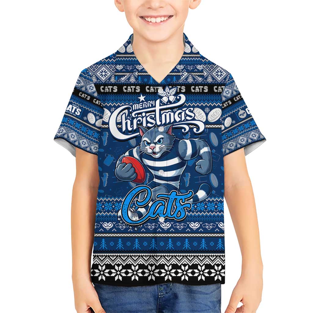 Personalized Cats Rugby Xmas Kid Hawaiian Shirt Australia AFL Mascot