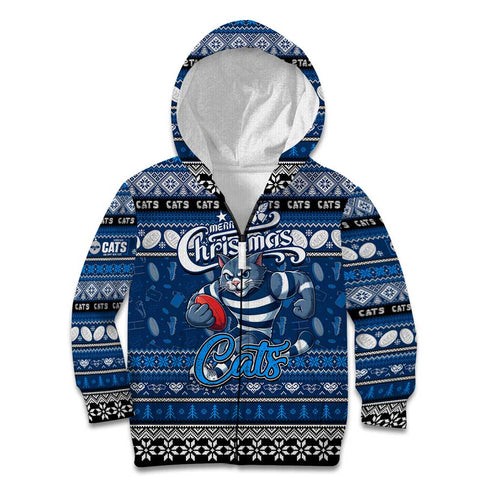 Personalized Cats Rugby Xmas Kid Hoodie Australia AFL Mascot