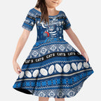 Personalized Cats Rugby Xmas Kid Short Sleeve Dress Australia AFL Mascot