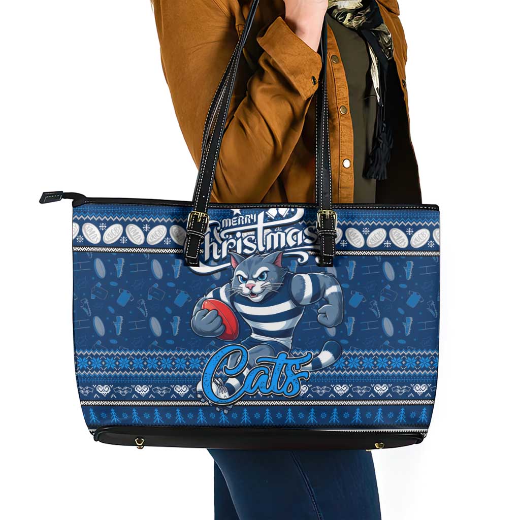 Cats Football Xmas Leather Tote Bag Australia AFL Mascot