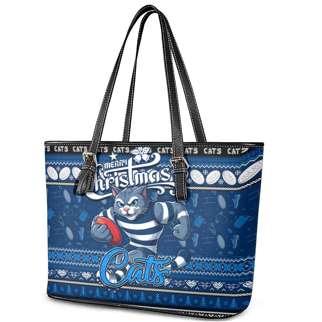 Cats Football Xmas Leather Tote Bag Australia AFL Mascot