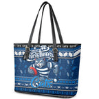 Cats Football Xmas Leather Tote Bag Australia AFL Mascot