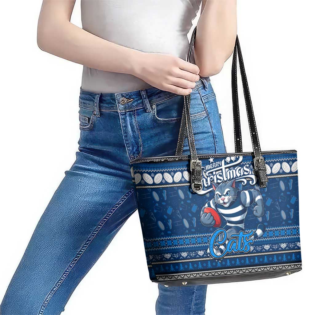 Cats Football Xmas Leather Tote Bag Australia AFL Mascot