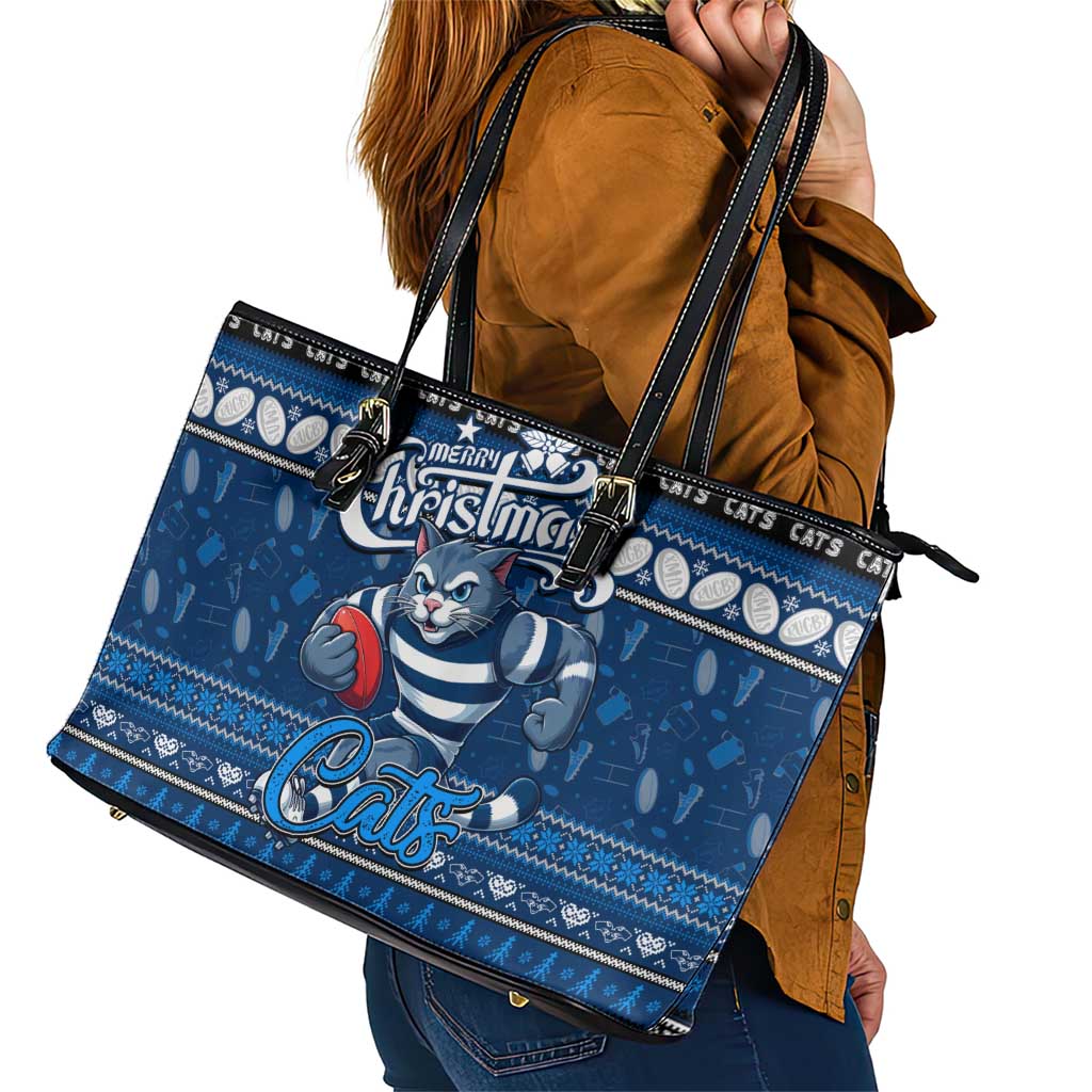 Cats Football Xmas Leather Tote Bag Australia AFL Mascot