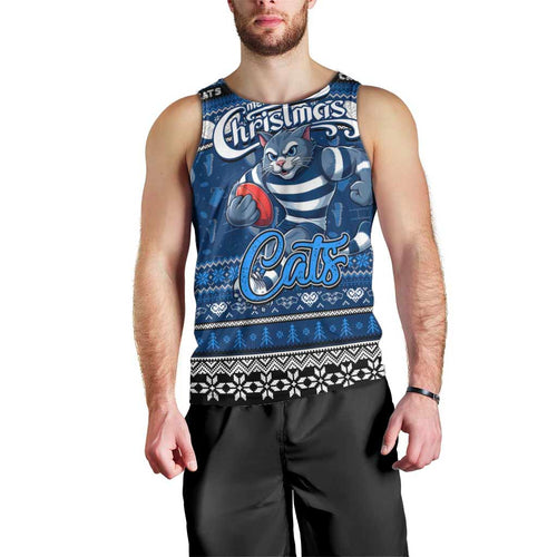 Personalized Cats Rugby Xmas Men Tank Top Australia AFL Mascot