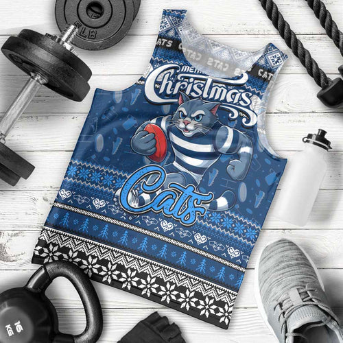 Personalized Cats Rugby Xmas Men Tank Top Australia AFL Mascot