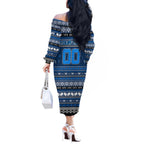 Personalized Cats Rugby Xmas Off The Shoulder Long Sleeve Dress Australia AFL Mascot