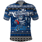 Personalized Cats Rugby Xmas Polo Shirt Australia AFL Mascot