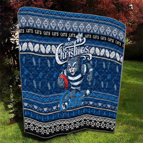 Cats Football Xmas Quilt Australia AFL Mascot