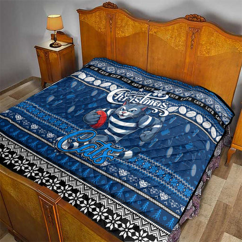 Cats Football Xmas Quilt Australia AFL Mascot
