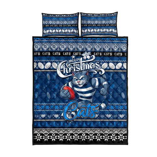 Cats Football Xmas Quilt Bed Set Australia AFL Mascot