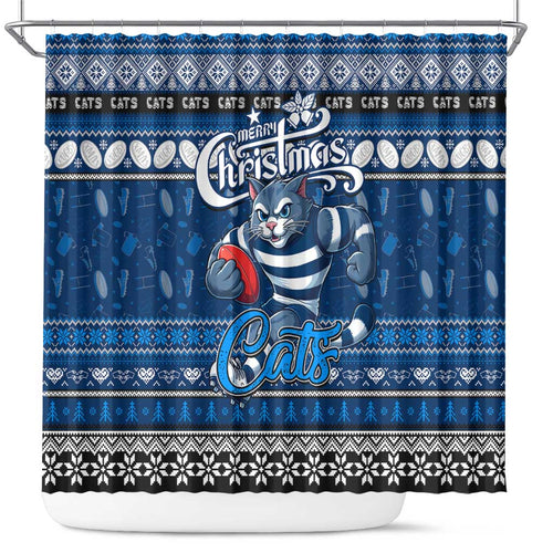 Cats Football Xmas Shower Curtain Australia AFL Mascot