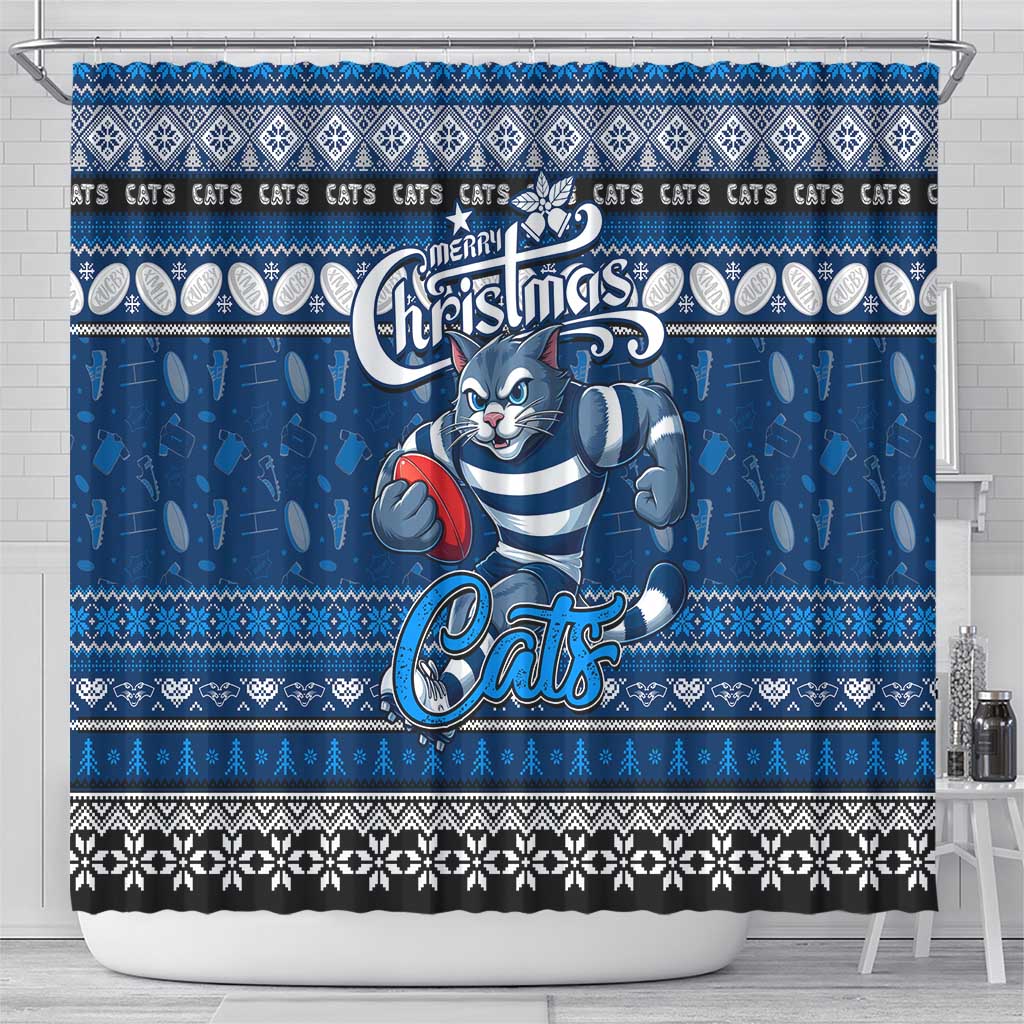 Cats Football Xmas Shower Curtain Australia AFL Mascot