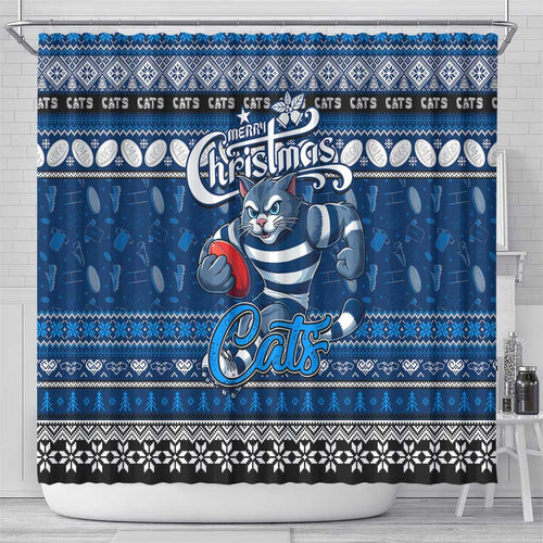 Cats Football Xmas Shower Curtain Australia AFL Mascot