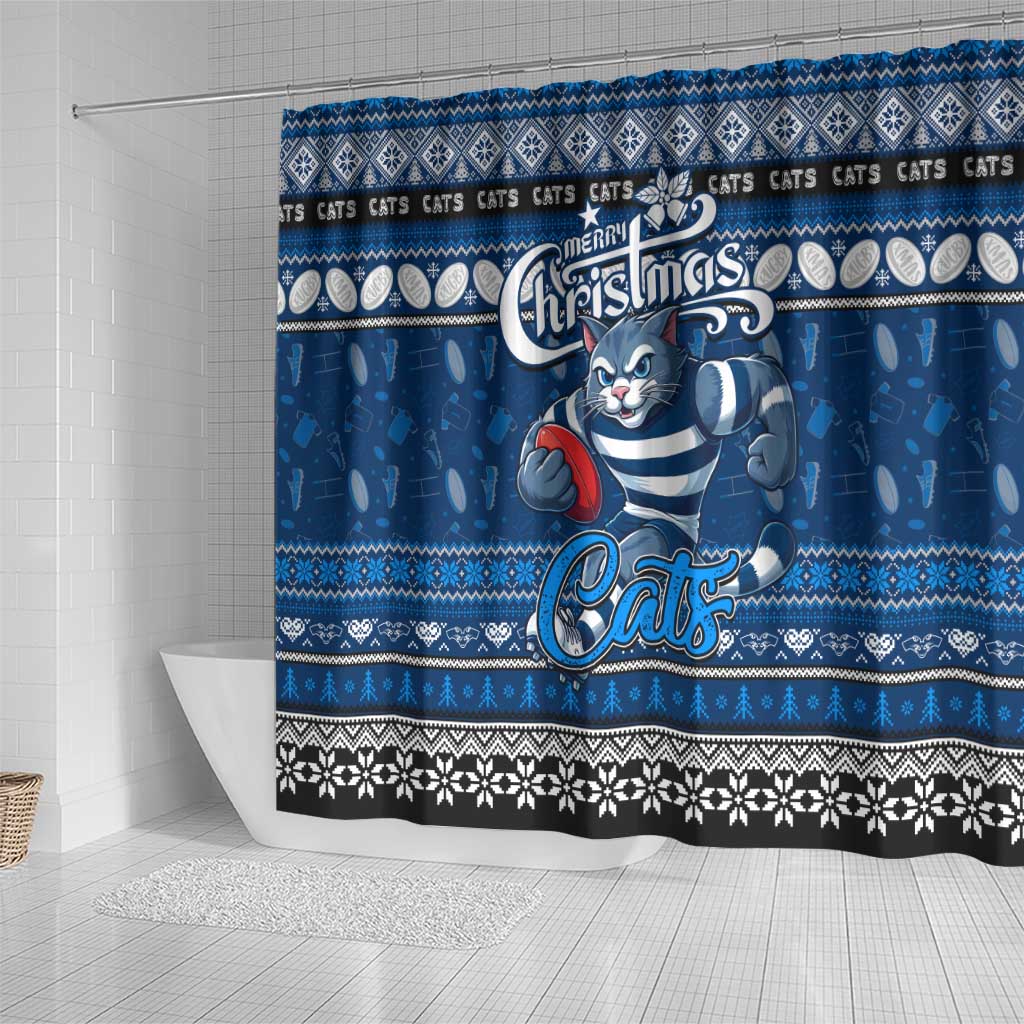 Cats Football Xmas Shower Curtain Australia AFL Mascot