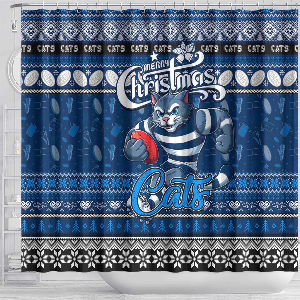 Cats Football Xmas Shower Curtain Australia AFL Mascot