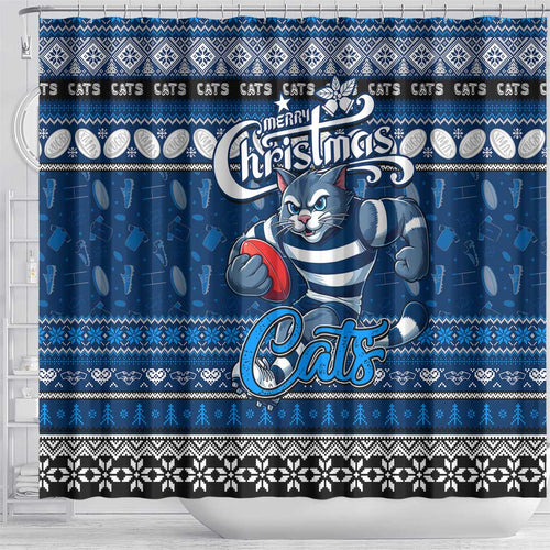 Cats Football Xmas Shower Curtain Australia AFL Mascot