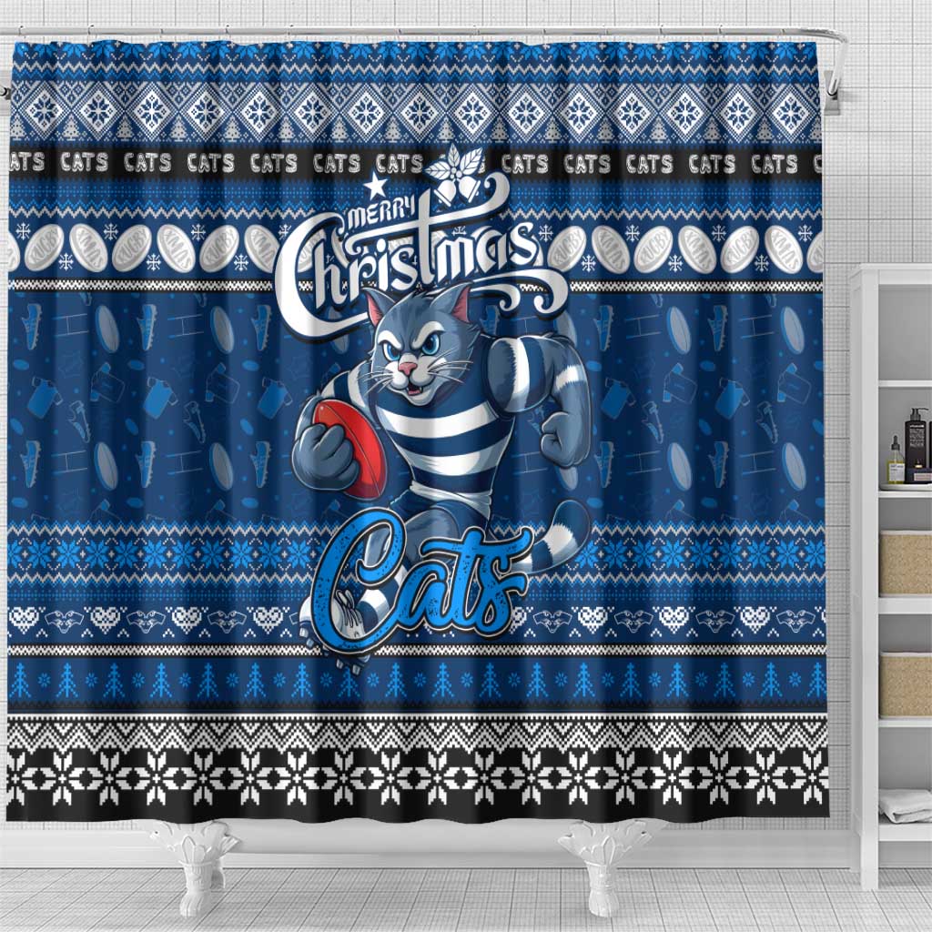 Cats Football Xmas Shower Curtain Australia AFL Mascot