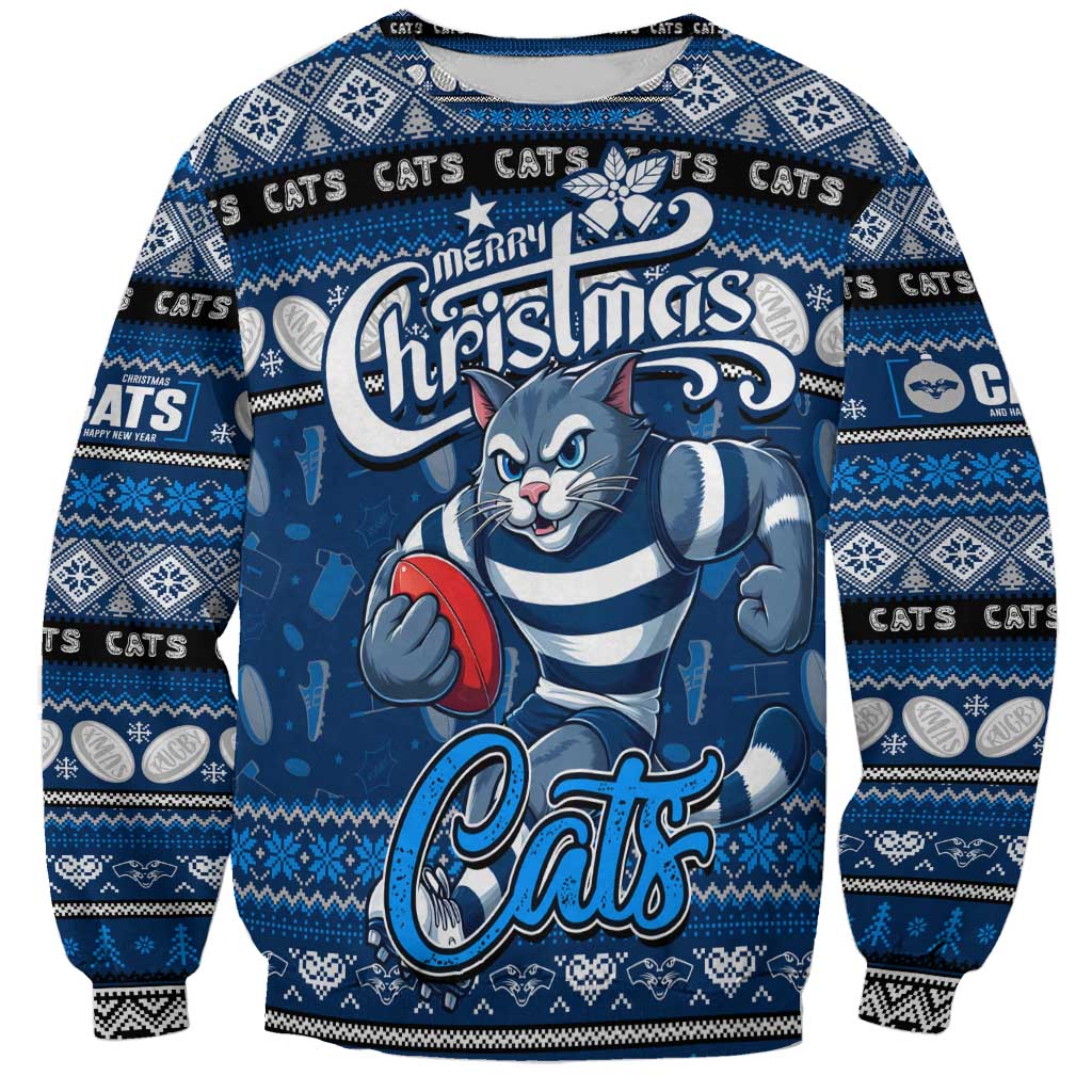 Personalized Cats Rugby Xmas Sweatshirt Australia AFL Mascot