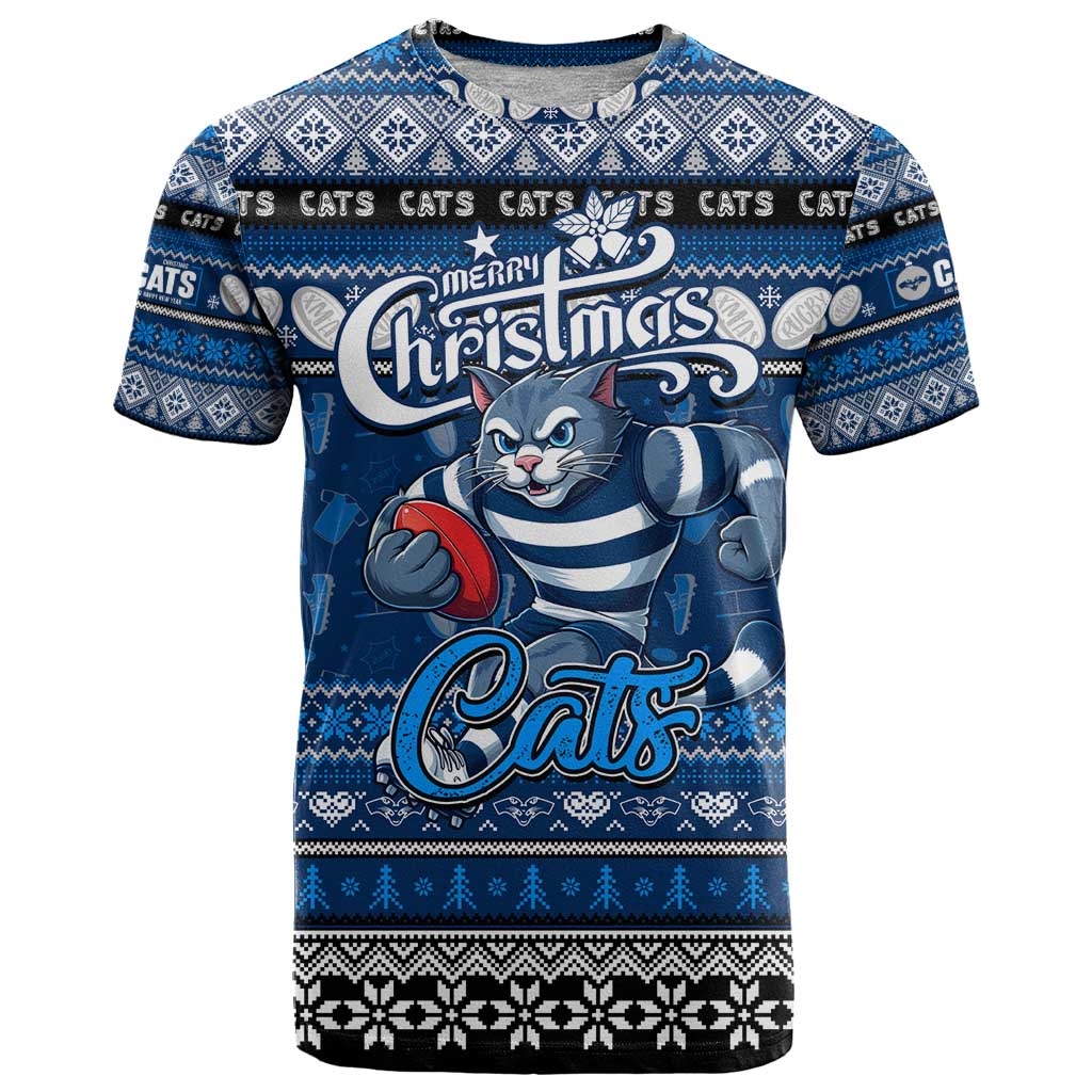 Personalized Cats Rugby Xmas T Shirt Australia AFL Mascot
