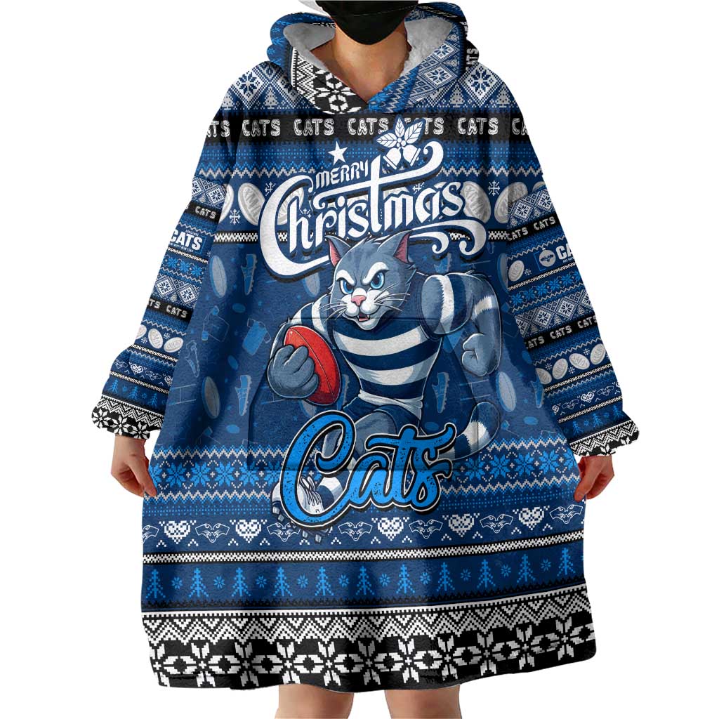 Personalized Cats Rugby Xmas Wearable Blanket Hoodie Australia AFL Mascot