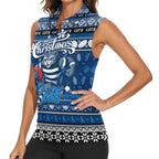 Personalized Cats Rugby Xmas Women Sleeveless Polo Shirt Australia AFL Mascot
