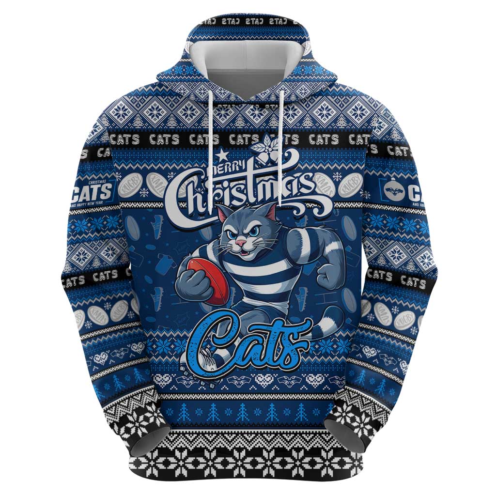 Personalized Cats Rugby Xmas Zip Hoodie Australia AFL Mascot