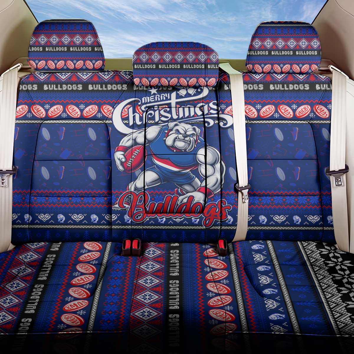Bulldogs Football Xmas Back Car Seat Cover Australia AFL Mascot