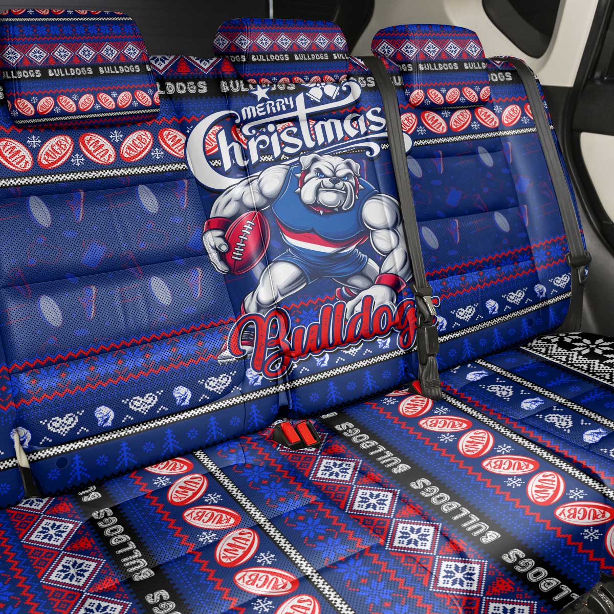 Bulldogs Football Xmas Back Car Seat Cover Australia AFL Mascot