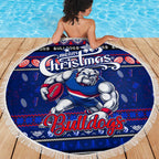 Bulldogs Football Xmas Beach Blanket Australia AFL Mascot