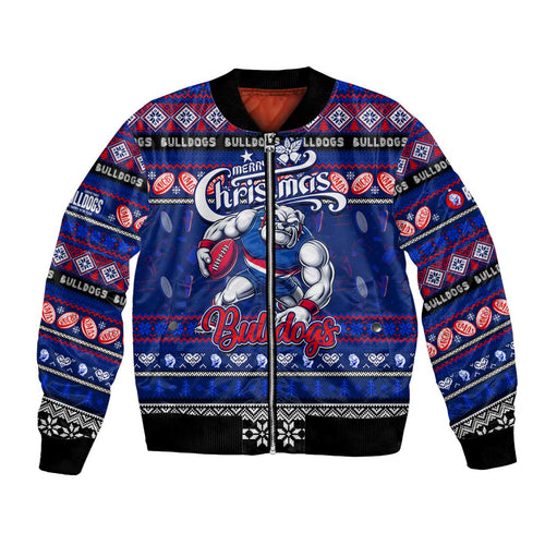 Personalized Bulldogs Rugby Xmas Bomber Jacket Australia AFL Mascot