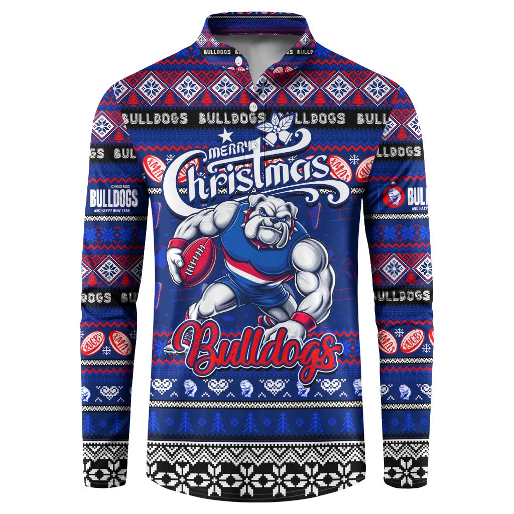 Personalized Bulldogs Rugby Xmas Button Sweatshirt Australia AFL Mascot