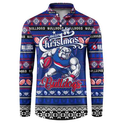 Personalized Bulldogs Rugby Xmas Button Sweatshirt Australia AFL Mascot