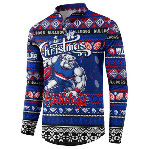 Personalized Bulldogs Rugby Xmas Button Sweatshirt Australia AFL Mascot