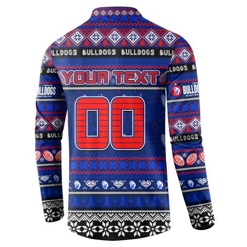 Personalized Bulldogs Rugby Xmas Button Sweatshirt Australia AFL Mascot