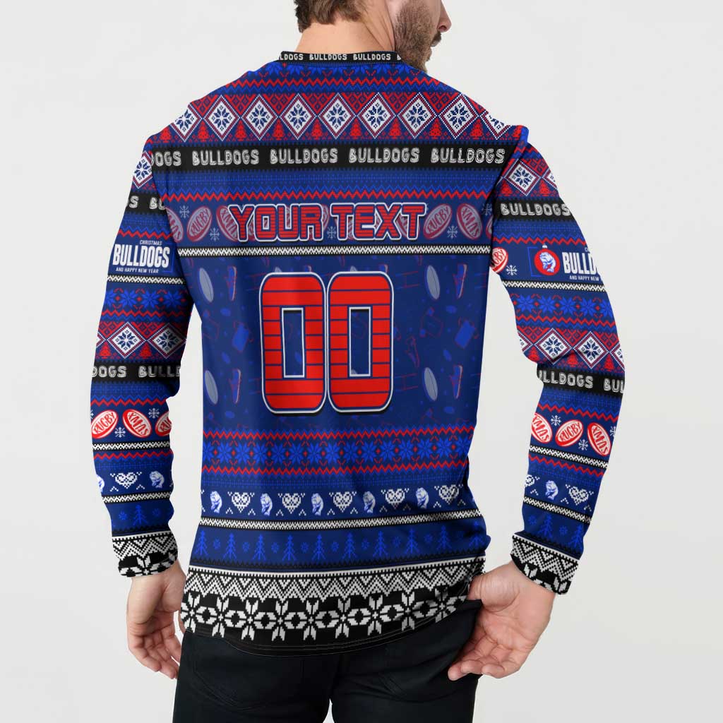 Personalized Bulldogs Rugby Xmas Button Sweatshirt Australia AFL Mascot