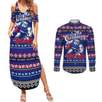 Personalized Bulldogs Rugby Xmas Couples Matching Summer Maxi Dress and Long Sleeve Button Shirt Australia AFL Mascot