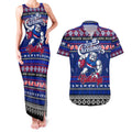 Personalized Bulldogs Rugby Xmas Couples Matching Tank Maxi Dress and Hawaiian Shirt Australia AFL Mascot
