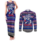 Personalized Bulldogs Rugby Xmas Couples Matching Tank Maxi Dress and Long Sleeve Button Shirt Australia AFL Mascot