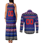 Personalized Bulldogs Rugby Xmas Couples Matching Tank Maxi Dress and Long Sleeve Button Shirt Australia AFL Mascot