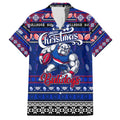 Personalized Bulldogs Rugby Xmas Family Matching Long Sleeve Bodycon Dress and Hawaiian Shirt Australia AFL Mascot