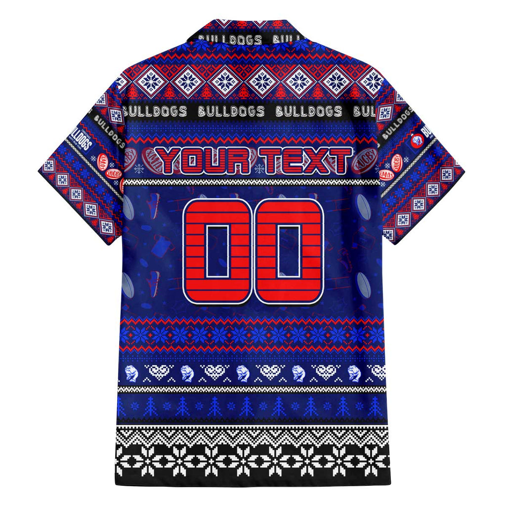 Personalized Bulldogs Rugby Xmas Family Matching Off The Shoulder Long Sleeve Dress and Hawaiian Shirt Australia AFL Mascot